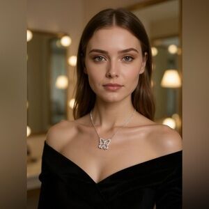 Elegant Gold or Gold like Butterfly Pendant Necklace